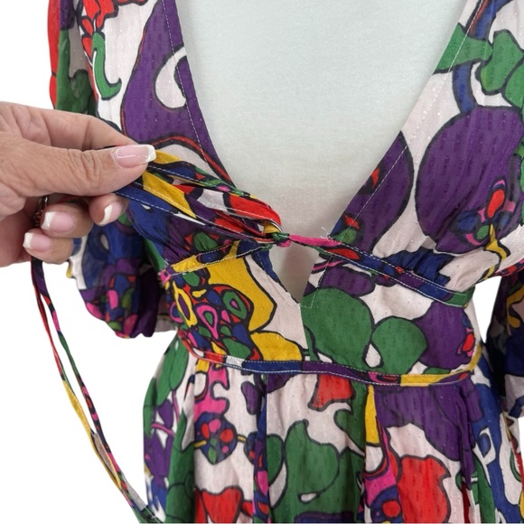 RHODE Madeline Swing Liw V Neck Floral Psychedelic Print Resort Dress size Small - Picture 4 of 5